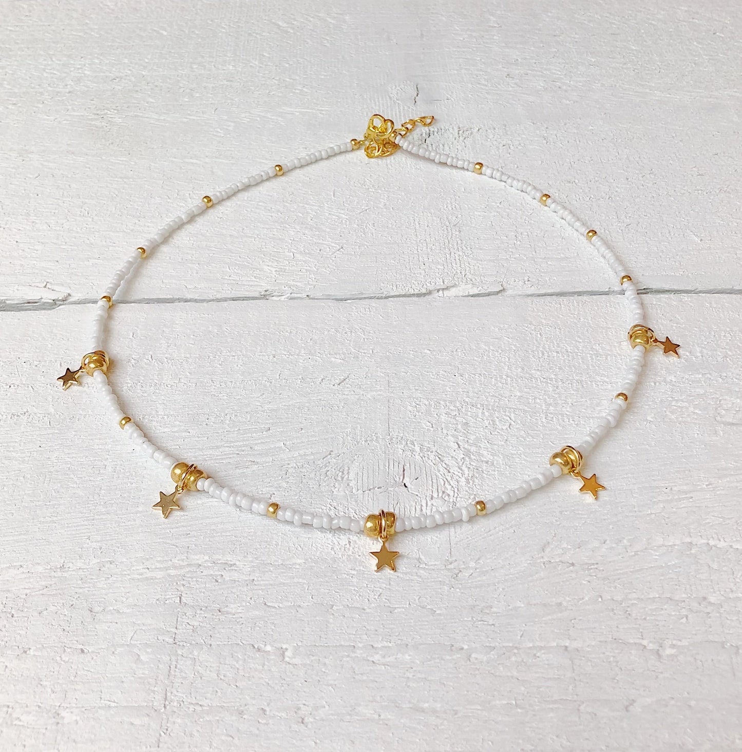 White + Gold Star Charm Necklace