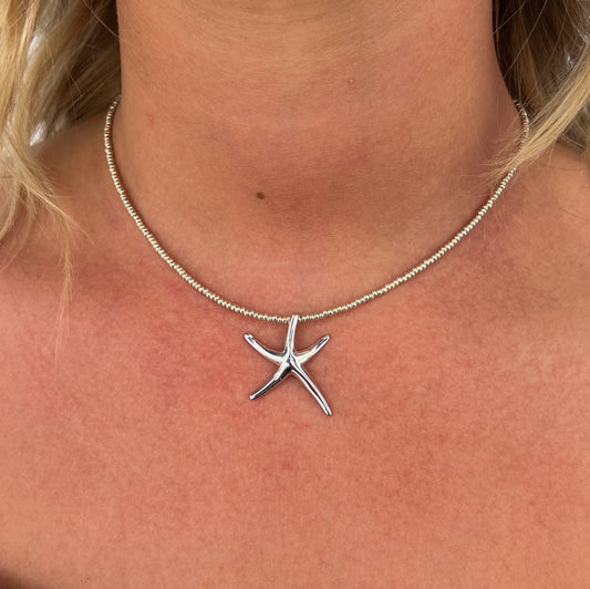 Sunny Starfish Necklace - Silver