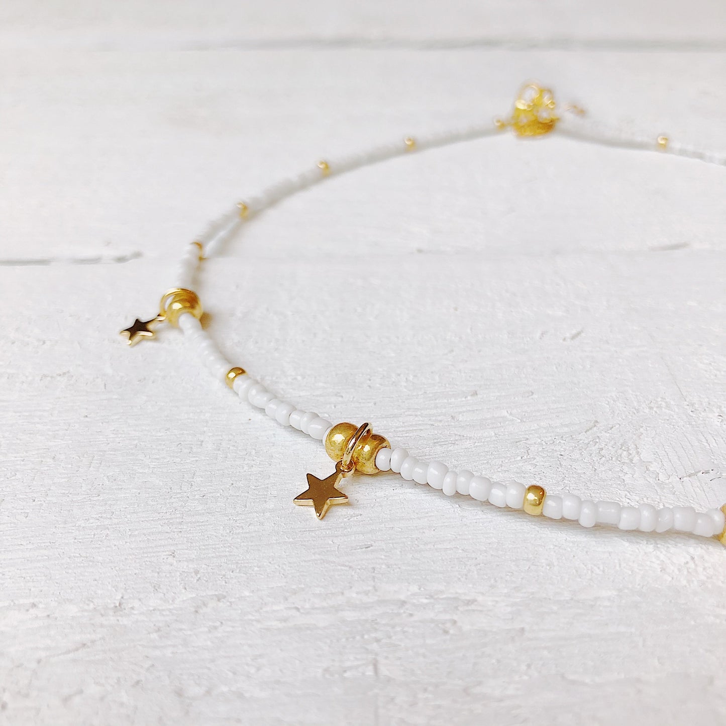 White + Gold Star Charm Necklace