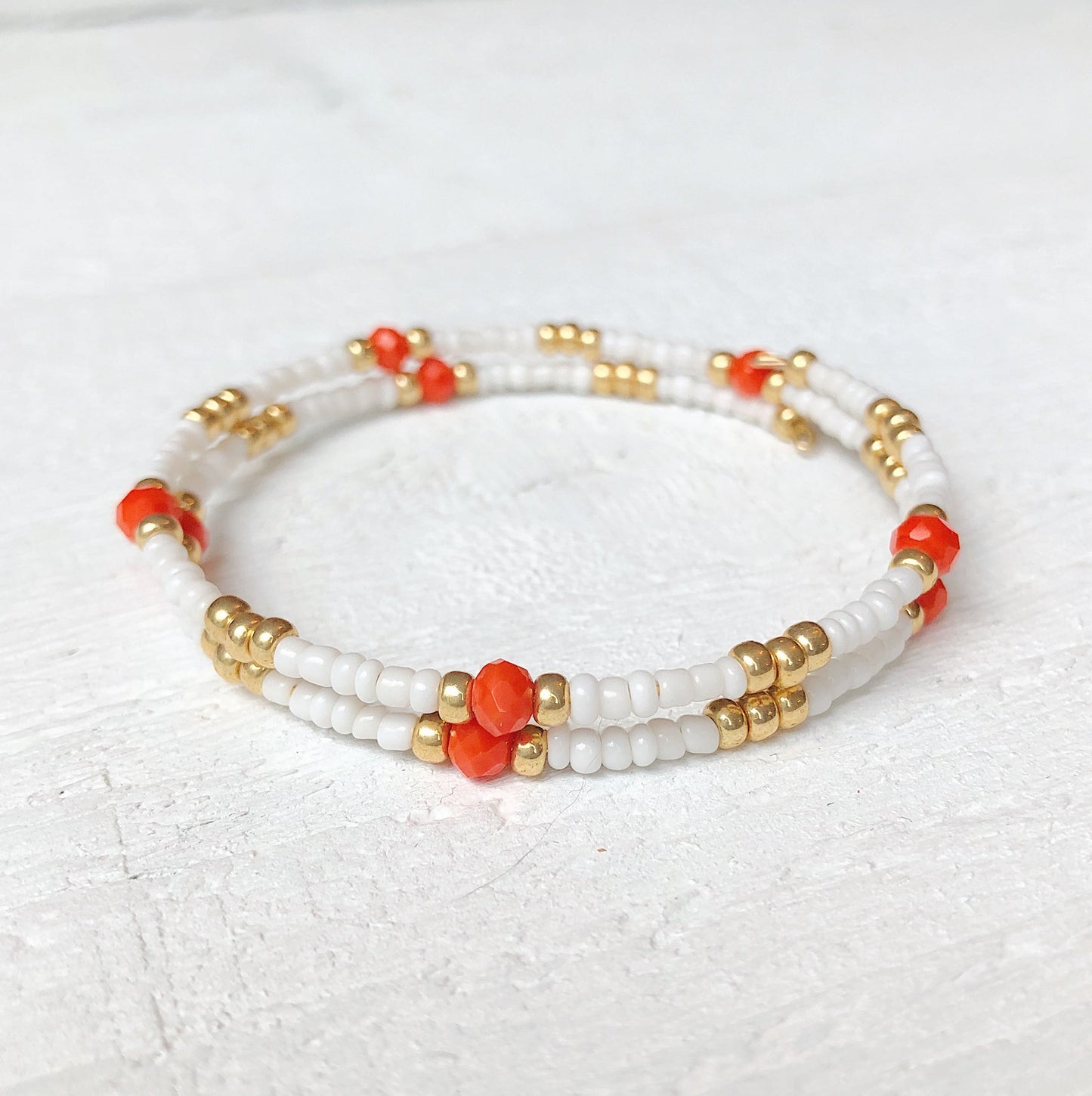 Orange Crystal Wrap Bracelet - Gold