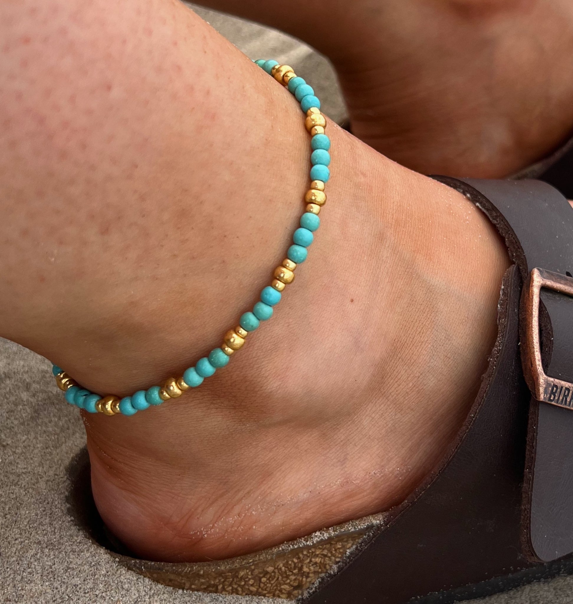 Turquoise & Gold Anklet