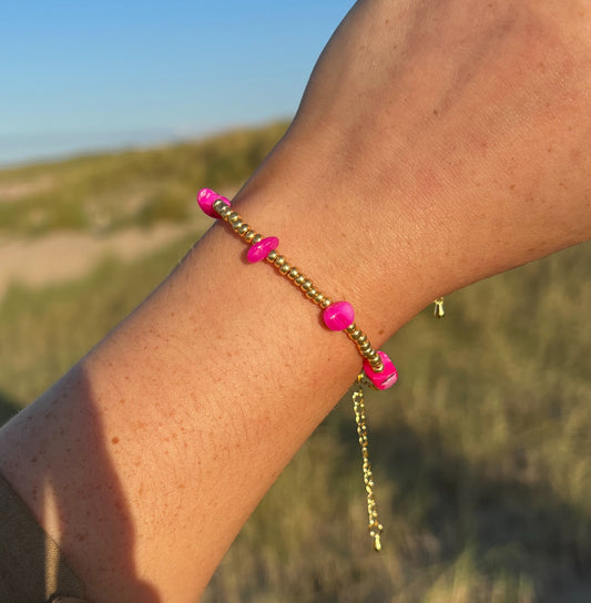 Gold & Pink Chip Bracelet