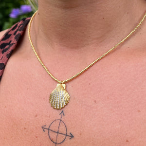 Golden Shell Pendant Necklace