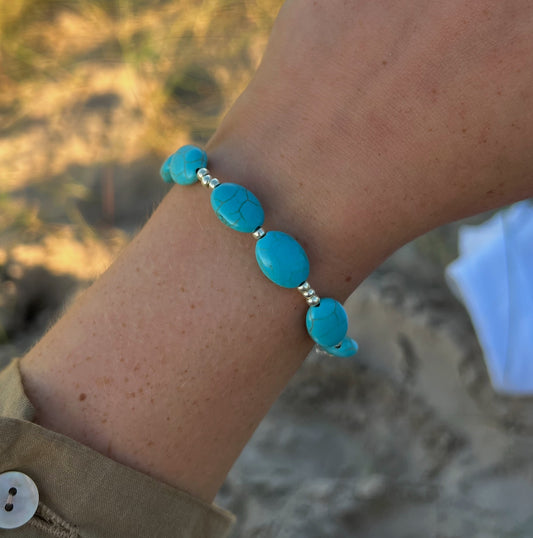Chunky Turquoise Bracelet - Silver
