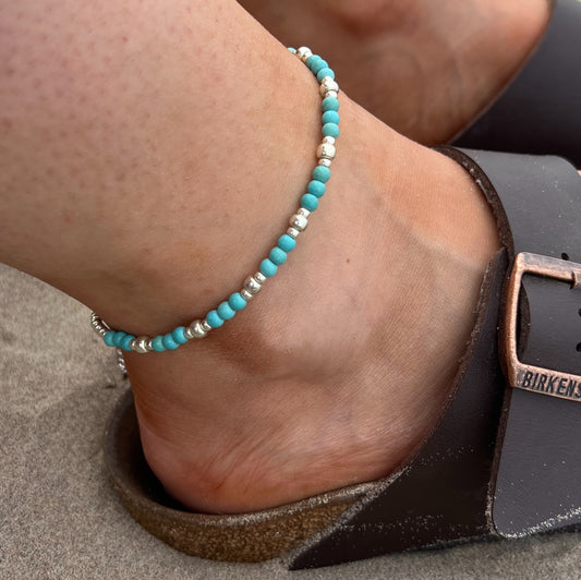 Turquoise Anklet - Silver