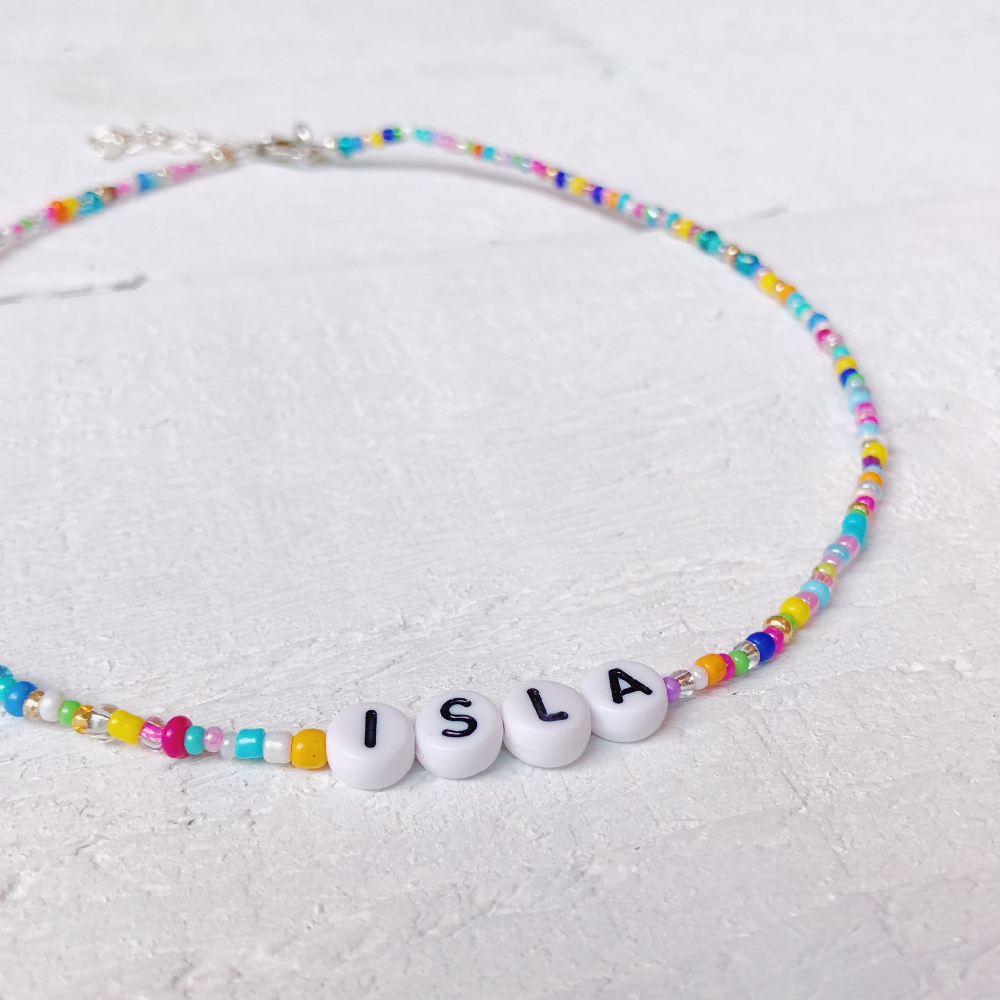 Multicolour Seed Bead Personalised Necklace