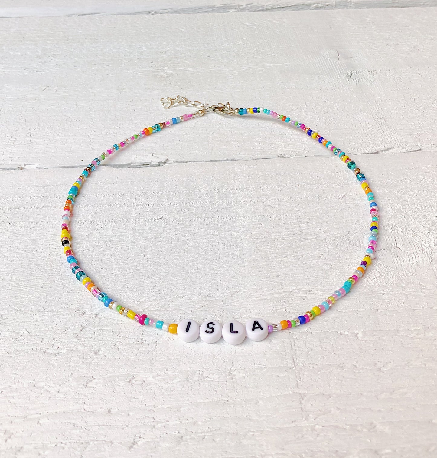 Multicolour Seed Bead Personalised Necklace
