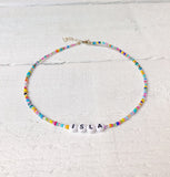 Multicolour Seed Bead Personalised Necklace