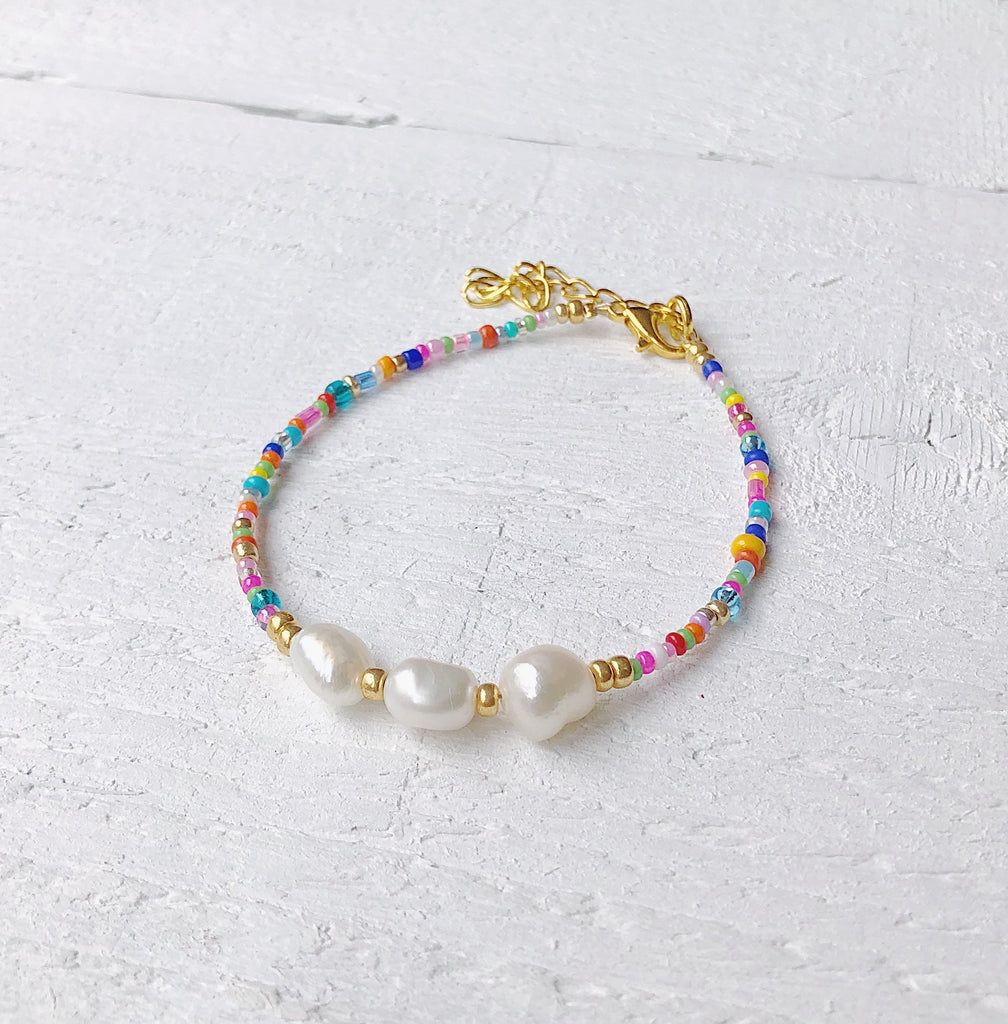 Multicolour + Chunky Freshwater Pearl Bracelet