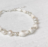 Shell, Freshwater Pearl + Silver Anklet