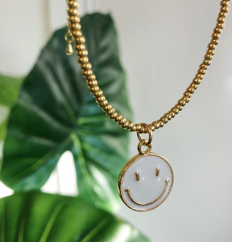 White Smiley Necklace